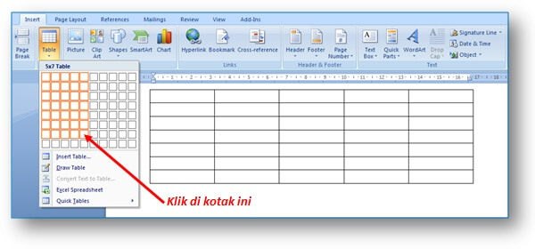 Cara Membuat Tabel